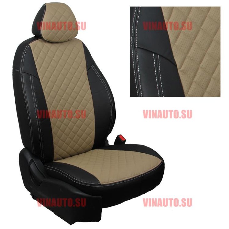 Авточехлы FORD-Kuga 2 с 2012- (Ромб) чер+тем.беж