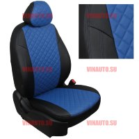 Авточехлы NISSAN-Almera III (G15) деленная 40\60 с 2012- (Ромб) чер+синий