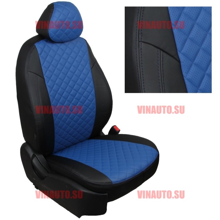 Авточехлы HYUNDAI- Creta 2016-2021 (Ромб) чер+синий Авточехлы HYUNDAI- Creta 2016-2021 (Ромб) чер+синий