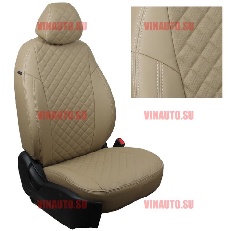 Авточехлы MITSUBISHI- Pajero 3-4 (Ромб) тем.беж+тем.беж